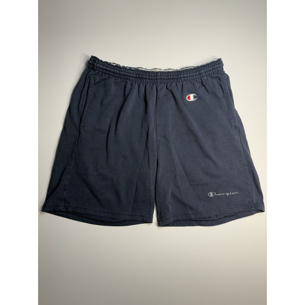 L, VINTAGE, Champion, Navy Blue, Athletic Shorts, Embroidery, 90'S, Y2K